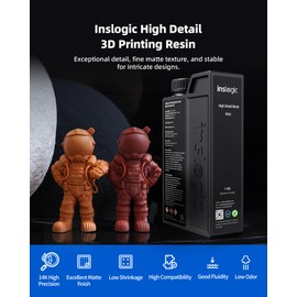 Inslogic High Detail 3D Printer Resin, Smooth Matte Finish with Fine Detail for Miniatures, Low Shrinkage, No Cracking, 405nm UV-Curing Resin for LCD, DLP, SLA 3D Printing (Sunrise Orange, 1kg）