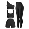 OIERD 4 Piece Workout Sets For Women Ribbed Leggings Clothes
