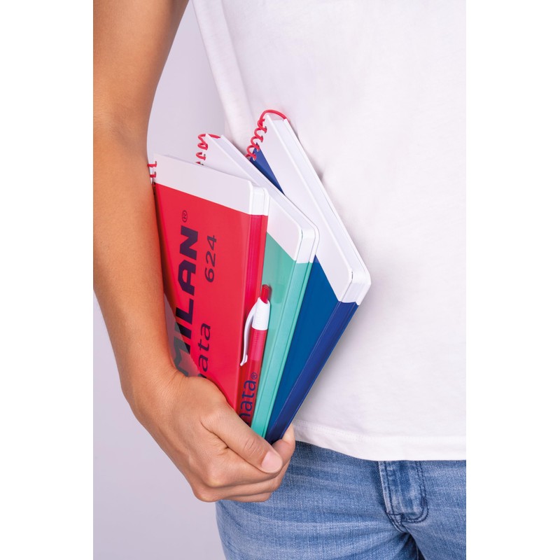 MILAN® Notizbuch A5, Spiralbindung, Hardcover, kariert, 80 Blatt, 95 g/m²,