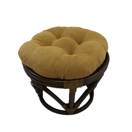 International Caravan Furniture Piece Rattan Ottoman with Micro Suede Cushion