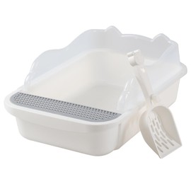 EudokkyNA 1 Pack Hooded Cat Litter Box with Scoop, Open Top Cat Litter Box with High Sides