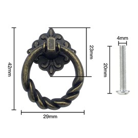Jan eYi Pack of 8 Vintage Bronze Drawer Handles, Furniture Knobs, Ring Handles, Vintage Pull Handles, Vintage Chest of Drawers Handles, Retro Drawer Handles for Furniture, Cupboard, Chest of Drawers