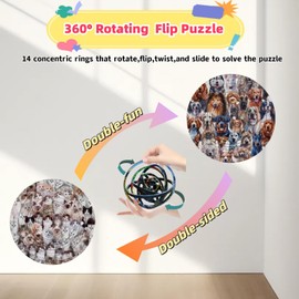 360 Degree Rotating Puzzles,Great Gift for Kids, Teens, Adults,for Those who Love Brain teasers,3D Spin Flip Puzzle Toy(Cats&Dogs)