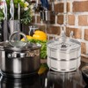 304 Stainless Steel Steam Pot with Lid, 2 Tier Stackable