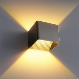 HANDSONIC HANDSONIC LED Wandleuchte Innen - Schwarz Wandlampe innen 7W Up and Down leuchten innen Moderne LED Aluminium Wandleuchten Fr Wohnzimmer, Schlafzimmer, Flur, Balkon, Treppenhaus - Warmwei? 3000K