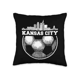 Soccer Ball Kansas City Sky-Line Cool Sports Lover Gifts Throw Pillow