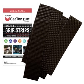 Non-Abrasive Grip Tape Strips by CatTongue - Heavy Duty Waterproof Non Slip Strips for Indoor & Outdoor Use - Thousands of Grippy Uses: Furniture, Bathtubs, Frames, Gaming and More! (Black)