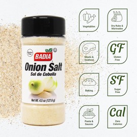 Badia Onion Salt, 4.5 oz – Rich Taste of Onion with Salt