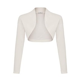 DANAEST Women's Bolero Long Sleeve Festive Blazer Cardigan Shoulder Jacket Cardigan Top (653), beige