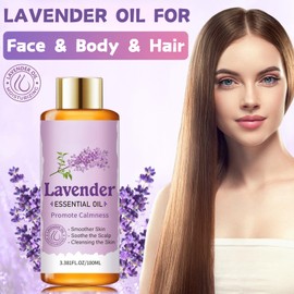 Lavender Essential Oil, Body Oil for Moisturizing & Nourishing, Natural Essential Oils for Hair, Hydrating Face Oil, Lavender Oil for Massaging & Smoothing Skin, Full Body Care, 100ml