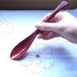 Easy to Eat, Large and Red Spoons, Set of 5, Made in Japan, Curry Spoons, Resin, Dishwasher Safe, Gyudon Shop Soup