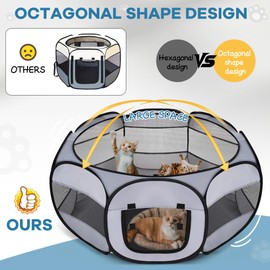 Soft Breathable Small Animal Playpen with Zipper Cover - Portable Rabbit/Bunny Pen & Chick Brooder Box, Lightweight Enclosure for Puppy/Kitten/Guinea Pig/Hamster/Chinchillas (Indoor & Outdoor Use)
