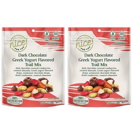 Dark Chocolate Greek Yogurt Trail Mix Nice Resealable Zip Bag (SimplyComplete Bundle) Dark Chocolate Cranberries, Roasted Almonds & Edamame, Greek Yogurt Drops, Semisweet Drops, Dried Cranberries 7oz - 2 Pack