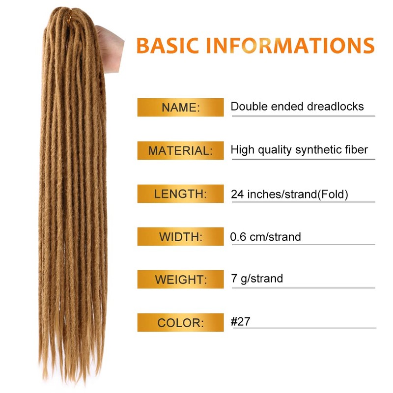 Aguacor Synthetic Double Ended Dreadlock Extensions 24inches 5 Strands Thin