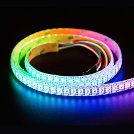BTF-LIGHTING WS2815 Upgraded WS2812B 3.2ft 1m 144 LEDs/Pixels Individually Addressable Dual Signal RGB LED Flexible Strip Light 5050 SMD Magic Dream Color IP65 Waterproof DC12V White PCB