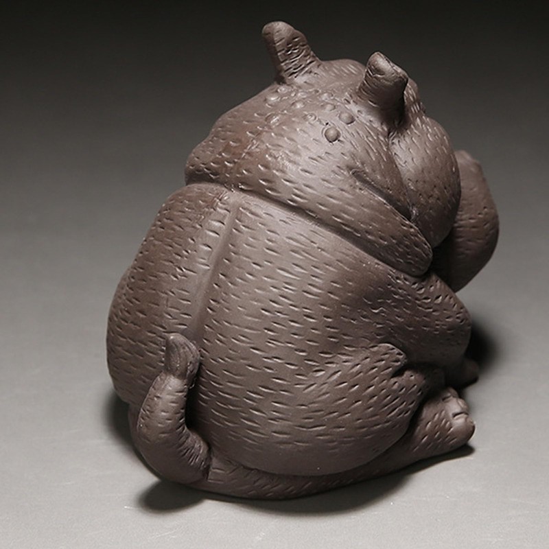 Yosoo Handcrafted Hippo Figurine, Clay Ceramic Tea Pet Sculpture, Symbolizes