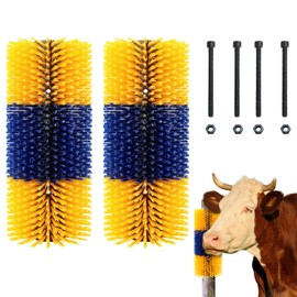 AmNooL 2Pcs Scratch Cow Brush, Livestock Scratching Brush, Grooming Kit for Horse, Cattle, Sheep, Pig, Pink, Yellow