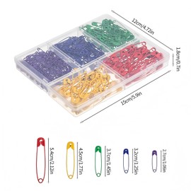 HIGHROCK Safety Pins Assorted, 300 Pcs Safety Pins for Clothes Costume, 5 Sizes Heavy Duty Safety Pin forSewing Crafts Art Supplies (Colorful)