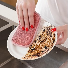 Dish Sponges, Kitchen Non-Scratch Scrub Sponges, Microfiber Cleaning Sponges for Sink, Basin and Multi-Pupose (Red)