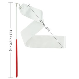 FAZHBARY White Rhythmic Gymnastics Wands Praise Dancing Streamers for Kids Baton Twirling Talent Shows Artistic Dancing, 2 Pack