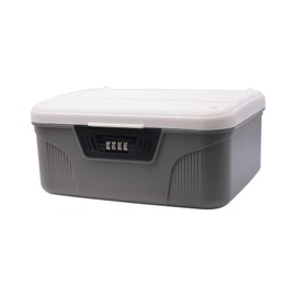 YXQ Locking Storage Container Bin, Small Capacity Plastic Portable Home Travel Safe Storage for Important Documents File Organizer, Gray