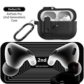 BEWZI for Airpods Pro 2 Case Cover Comes with 2 Hooks, Pushbutton Switch Magnetic Pop-Open Lid Protection Case for Airpods Pro 2nd Gen Case (Red)