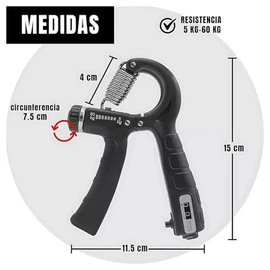 Ejercitador de Mano Ajustable con Resorte, Fortalecedor de Agarre Resistencia 10-60 KG Dedos Mano Entrenamiento Rehabilitacion Sistema de Conteo