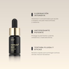 MEDICUBE Deep Vita C Ampoule 2.0, Sérum Facial Coreano con Vitamina C Pura 14.5%, Glutatión, Pantenol y Ácido Hialurónico, Luminosidad y Tono Uniforme