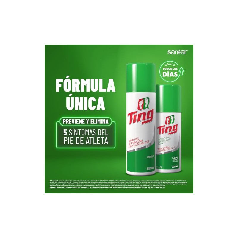 Ting Aerosol, Antimicótico para pie de atleta, fácil de llevar,