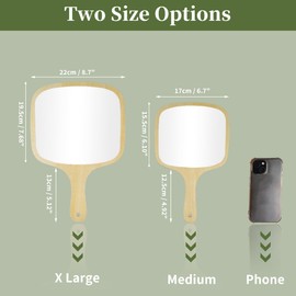 VOCOSTE Hand Mirror with Handle, Bamboo Handheld Mirror, Single-Sided Hand Mirror, Hand Held Mirror for Men Shaving, Portable Mirror, 8.7" W x 12.8" L, Wood