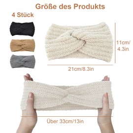 Cfcyhla Pack of 4 Women's Winter Knitted Headband Women Girls Women Hair Bands Wide Ear Warmers Crochet Elastic Hair Accessories for Outdoor Sports, Skiing, Running