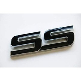 2Pc Trunk and Fender SS Emblem 10336980 3D Metal Badge Pearl Replacement for 2006 2007 2008 2009 2010 Impala Malibu HHR Cobalt SSR (Silver Black)