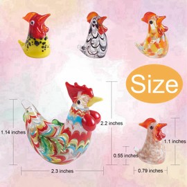 WEWAYSMILE 5pcs 5 style Art Glass Animal Ornaments, Art Glass Blown Animal Figurine, Art Rooster Figurines, for Home Living Room Bedroom Office Decor