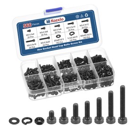 Kozelo 566pcs M3 Socket Head Cap Screws Bolts Nuts Assortment Kit - [M3x4/6/8/10/12/16/20mm] Alloy Steel Fully Threaded Black Oxide 12.9 Internal Hex Screw for 3D Printer Use