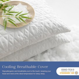 Phantoscope Memory Foam Pillows for Sleeping, Shredded Memory Foam Cooling Pillows Queen Size 2 Pack - Adjustable Bed Pillows for Hot Sleepers, Firm Pillow for Neck Shoulder Pain, Queen