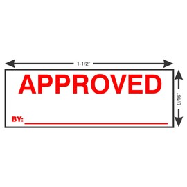 Supply360 AS-IMP1114R - Approved Stamp with by: Line, Red Ink, Heavy Duty Commerical Self-Inking Rubber Stamp, 9/16" x 1-1/2" Impression