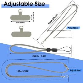 Andibro Universal Phone Lanyard, Adjustable Crossbody Phone Strap Anti-Theft Neck Shoulder Strap with 1 Wrist Strap 2 Patch(Grey)