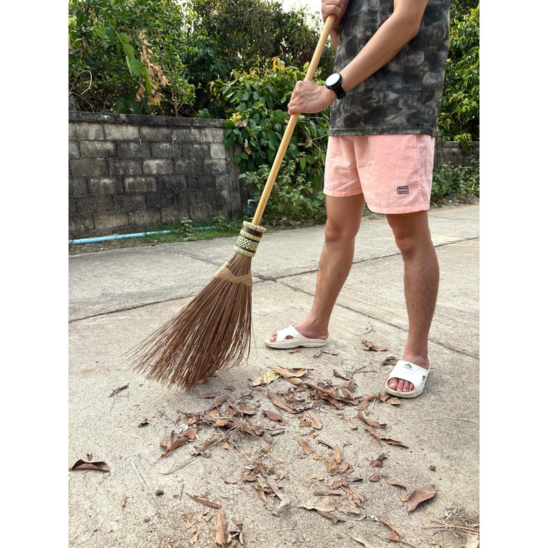 Garden Broom - Coconut Broom 55 Inch, Heavy Duty Sweeping