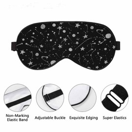 Vnwoalu Silver Stars Sleep Eye Mask Abstract Space Galaxy Men Women Sleep Mask with Adjustable Strap Eye Cover Eye Shade for Travel, Nap,Meditation