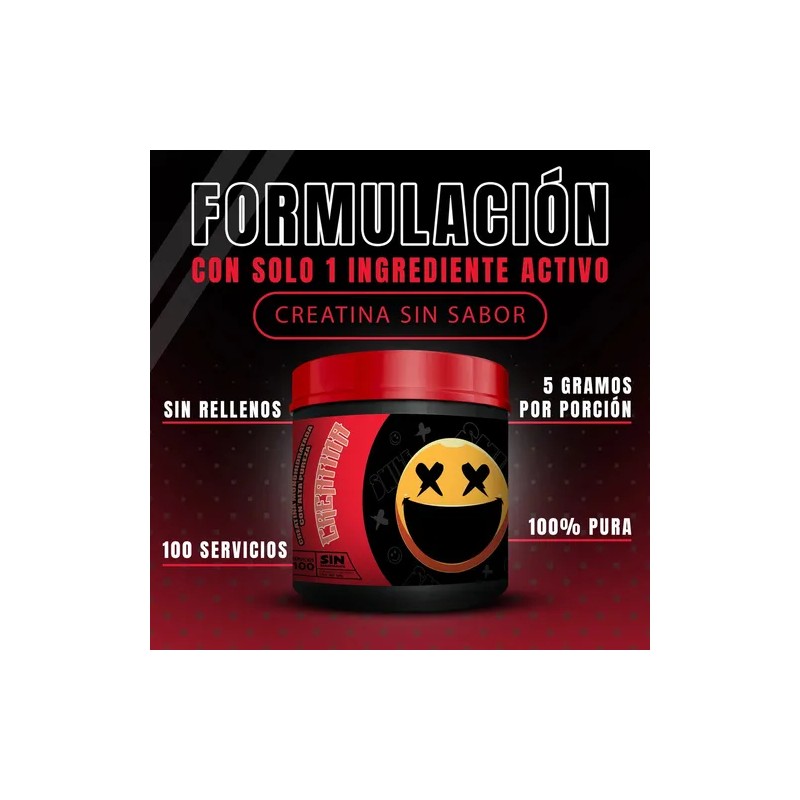 Creatina Monohidratada Smile Labz 500g Sin Sabor Vegano Deportivo