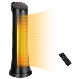 Tangkula 1500W Oscillating Space Heater, Fast Heating Ceramic PTC Tower Heater with Thermostat, Remote, 3 Modes, 24H Timer, Overheat & Tip-Over Protection, Portable Electric Heater for Home, Office