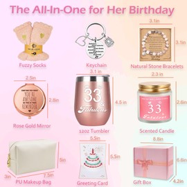 33rd Birthday Gifts for Women Her, Happy 33 Year Old Birthday Decorations Gifts for Best Friends Wife Aunt Female Daughter Sister Her Coworker Bestie Women Unique