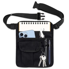 ZMD Server Apron, Black Server Waist Pouch with Buckle for Waitress Restaurant Accessories Bag Adjustable Belt, Utility Money Bag Tool Working Serving Pouch for Restaurants, Gardening, Nursing