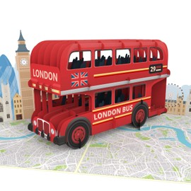 MOKIO® Pop-Up London Reisegutschein – Doppeldeckerbus in London – 3D Gutscheinkarte für einen England Urlaub, zum Geburtstag, als Geschenkkarte für eine Reise oder als Städtereise Gutschein