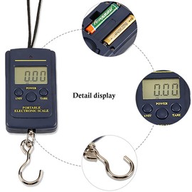 Portable Luggage Hanging Scales, Precise Balance Fishing Hook Scale with Backlight and Tare Function for Fishing, Travel and Courier, 1g-40kg, Blue