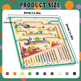 Dilightnews Montessori Toy, Magnetic Game Labyrinth, Montessori Toy from 3 Years, Magnetic Toy Children, Dinosaur Toy from 3 Years, Girls Boys 4 5 6 Years, Dinosaur Theme
