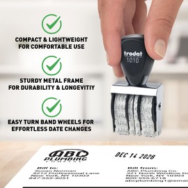 Trodat 1010 Manual Date Stamp, 12 Year, 4mm Character Size, English, Format: DEC 14 2030
