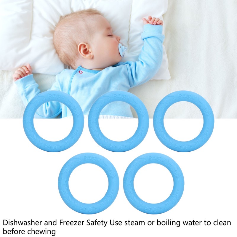 5pcs Baby Soft Silicone Teething Ring Toy Infant Safe Elastic