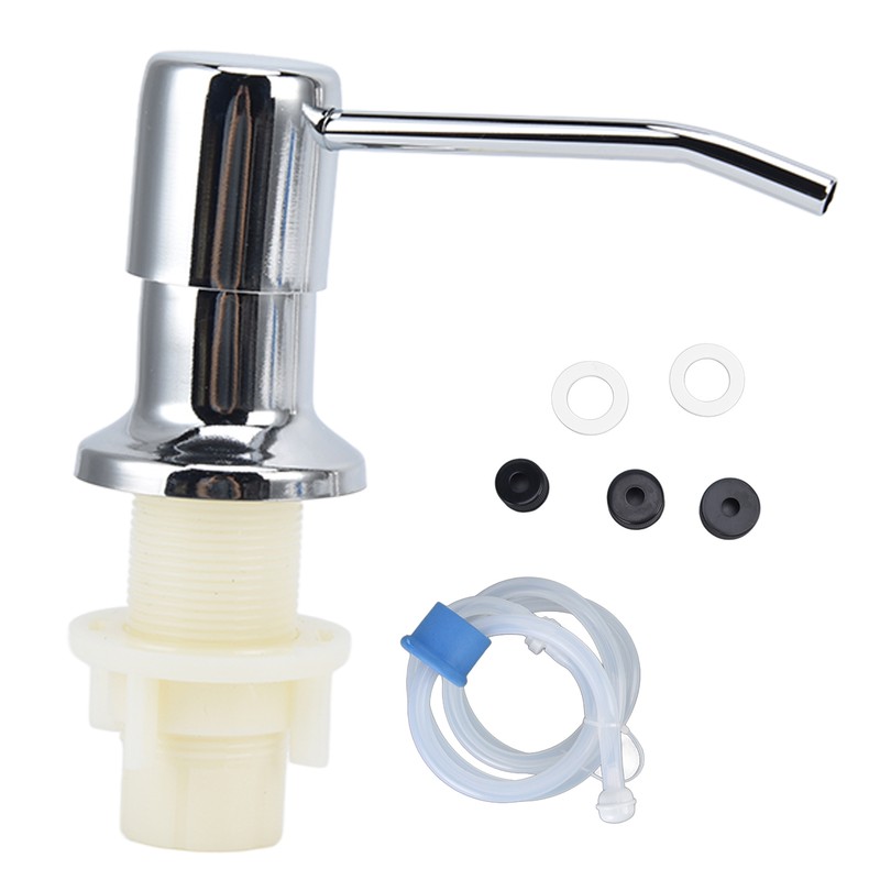 Sink Soap Dispenser Kit with Silicone Tube Stainless Steel Electroplating