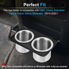 Middle Row CupHolder, Dual Rear Cup Holder Compatible with 2015-2020 Chevy GMC Yukon Denali Tahoe Sierra Silverado Suburban